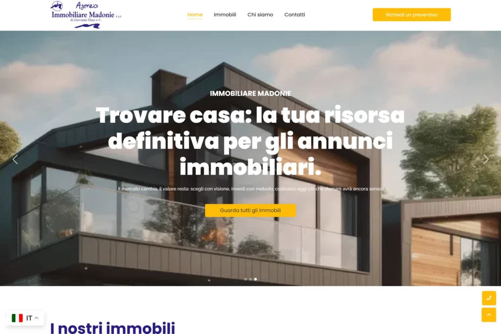 Sito web di Immobiliare Madonie, agenzia immobiliare con case, masserie e locali